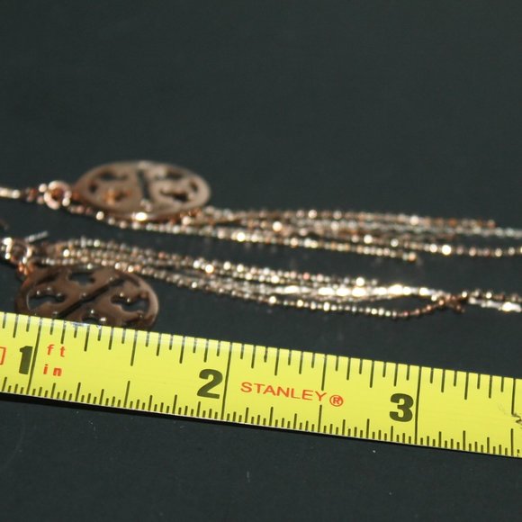 Authentic Tory Burch Gold Over 925 Logo Dangle Statement Earrings - Picture 5 of 7